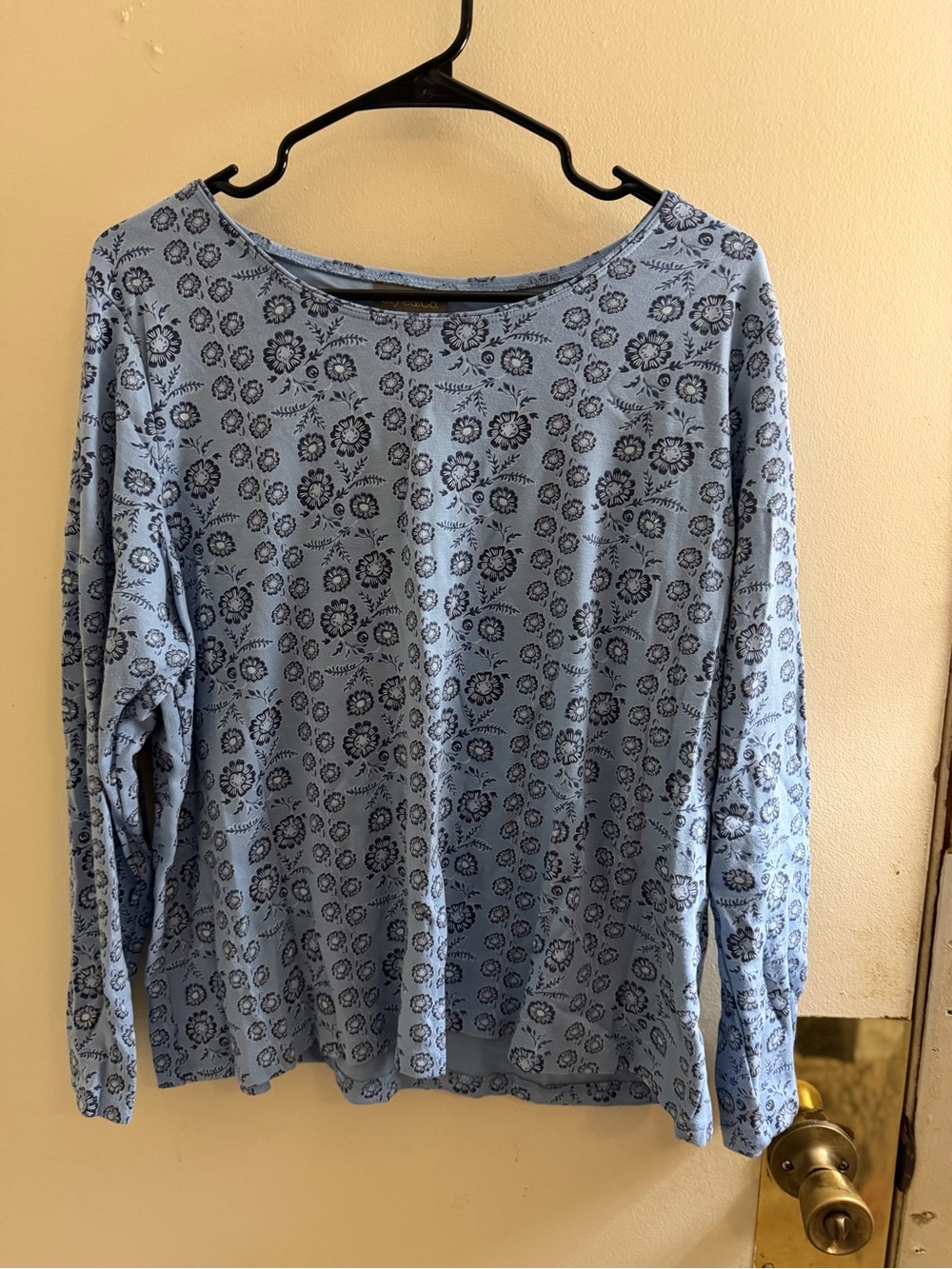 Style & Co. Light Blue Floral Print Long-Sleeve Tee